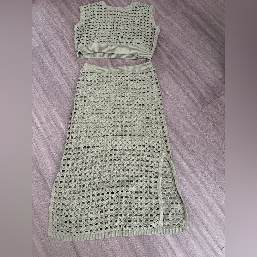 Green Knit Two-Piece Set